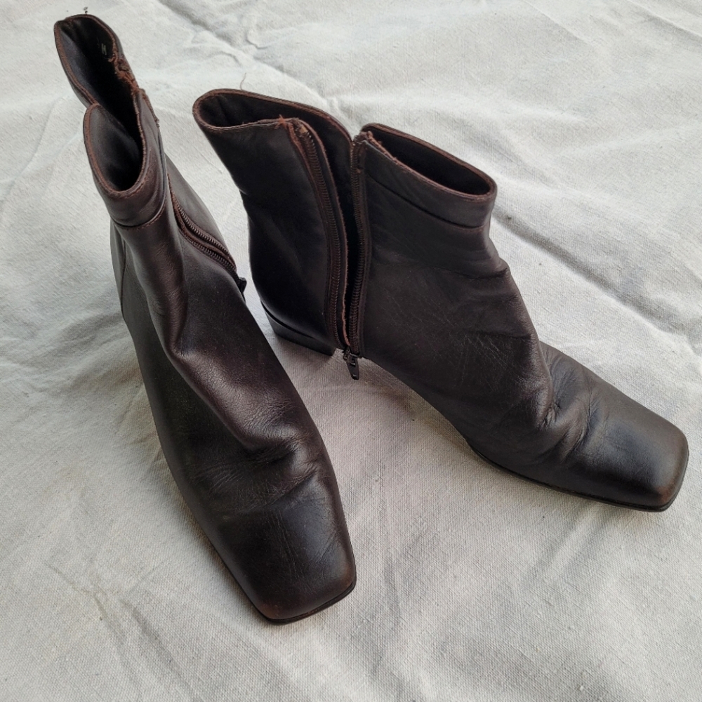 Women's Dark Brown Leather Ankle Boots
